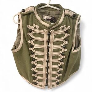 NWT Stella McCartney Kids Olive Vest with Cream Trim